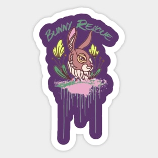 Bunny Rescue Flowers Sticker